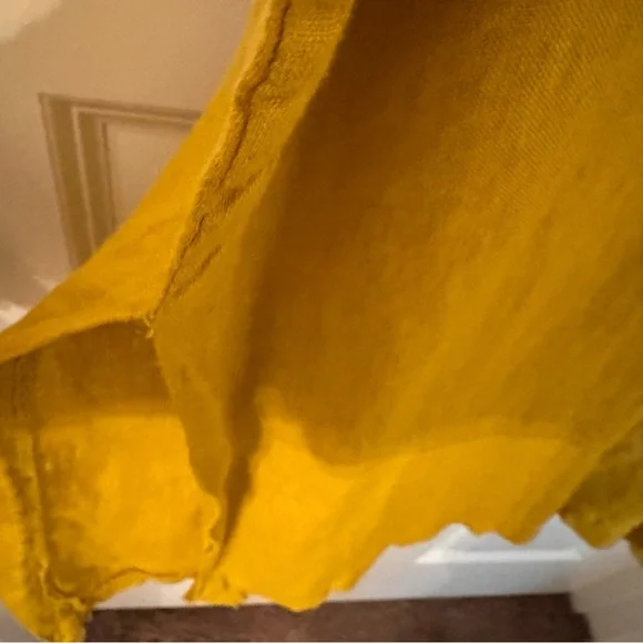 Francesca Bettini Dress 100% linen Italy size medium Mustard A00205 - Picture 3 of 5